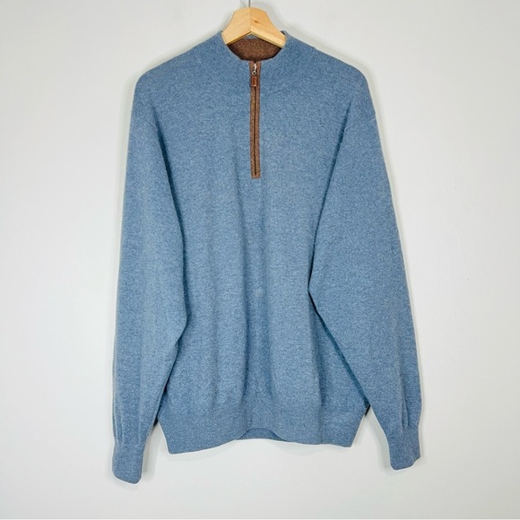 Peter Millar Blue Soft Cashmere 1/4 Zip Pullover XL - Picture 4 of 8
